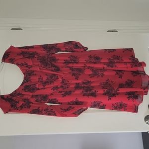 Torrid 1x red/black floral dress